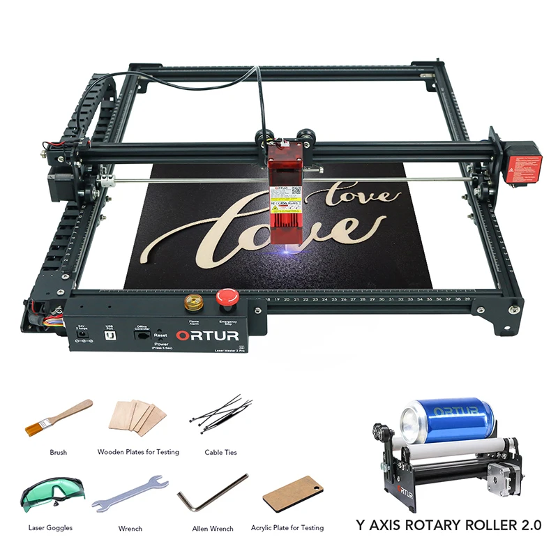 Ortur laser master 2pros2 cortador de gravador para madeira/acrílico/metal com rotativo 5 proteção segurança diy máquina corte gravura
