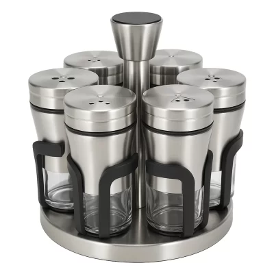 Stainless Steel Spice Door with 6 Pots Glass With Visor Sophisticated Design Premium