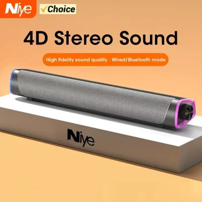 Barra de alto-falante para computador 4d, som estéreo, subwoofer, bluetooth, para macbook, laptop, notebook, pc, reprodutor de música, alto-falante com fio