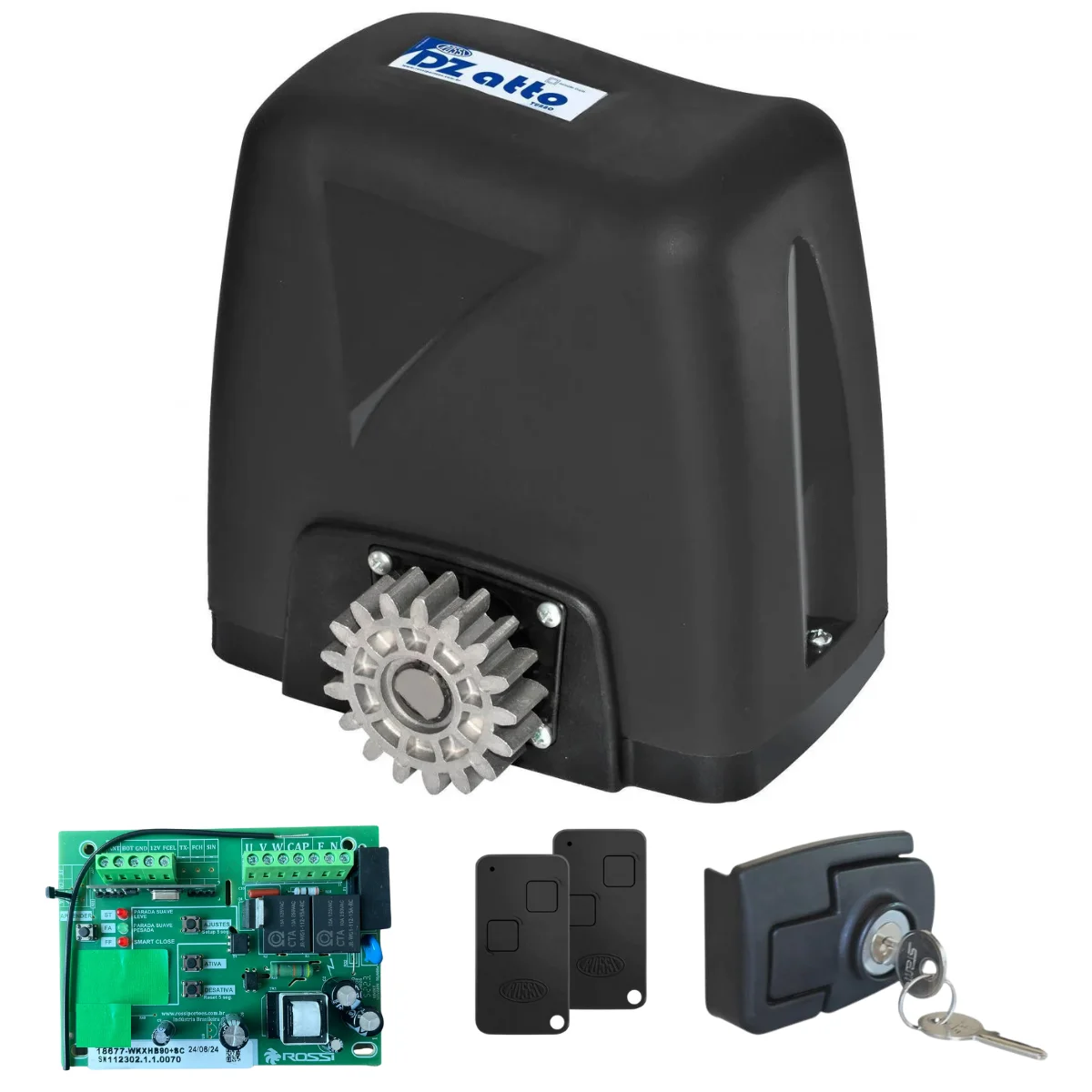 Motor Portão Deslizante Rossi Dz Atto Turbo 350kg Kit 2 Controle 127v