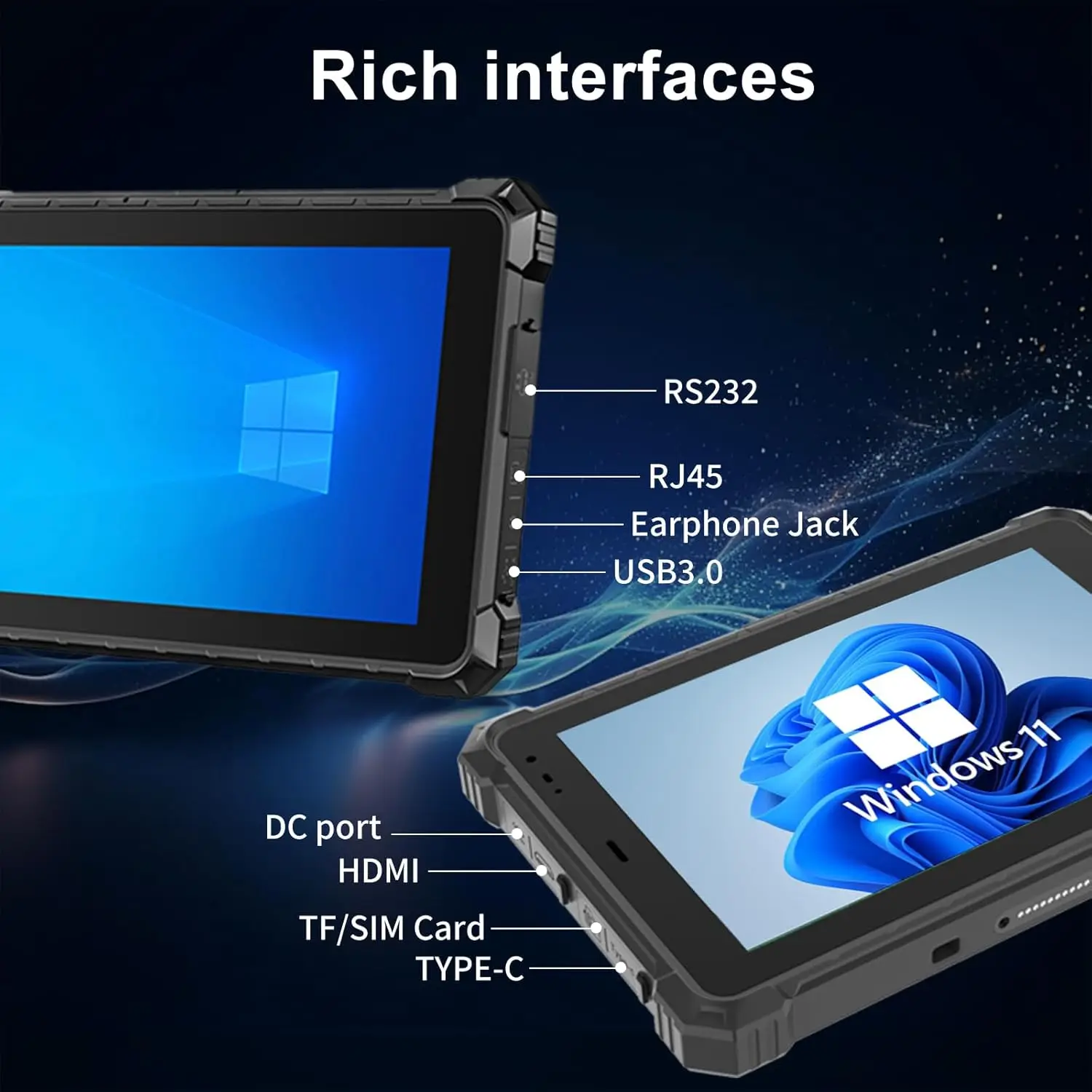 Original Rugged 10.1 Inch Windows 11 Pro Industrial Tablet 8GB+128GB Intel i5-10210Y IP68 700nit RJ45 RS232 4G Lte HDMI Scanner - Image 3
