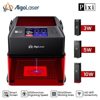 AlgoLaser PIXI Mini Portable Laser Engraver with Touch Screen Smart Class 1 Laser Engraver Machine for Business DIY Logo Dog Tag