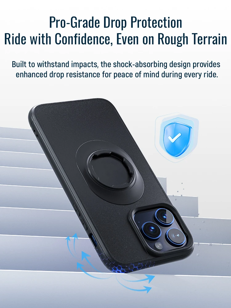 Shockproof Case for iPhone 17/16/15/14Plus/13/12/11Pro/XsMax/XR Quad-style Motorbike/Bike Holder/Car Mount with Lock-in Design - Image 4
