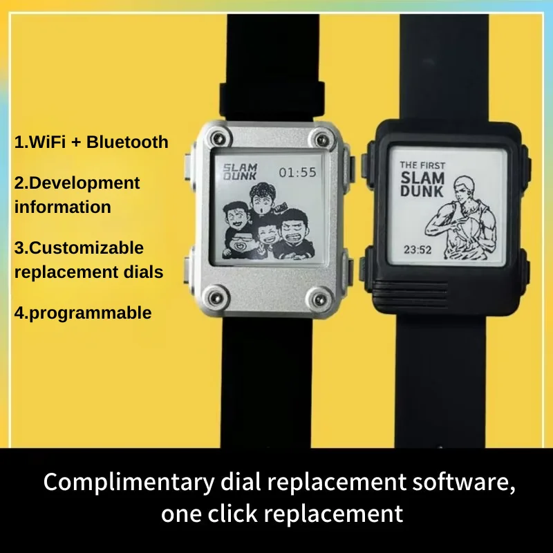 Esp32 p4 e-ink display relógio de código aberto v2.0 epaper smartwatch diy dial com bluetooth e wifi programável para desenvolvedores - Image 2