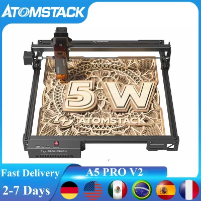 Atomstack a5 pro v2 gravação a laser 5w cnc impressora a laser a5 pro 40w versão atualizada 410*380mm área de gravador para madeira acrílica