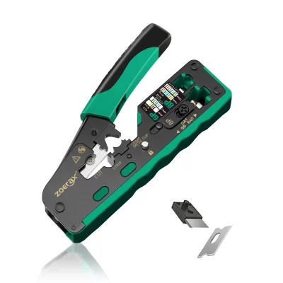 ZoeRax RJ45 Ferramenta de crimpagem para Cat7 Cat6a Cat6 Cat5e Conectores Ethernet Cortador de fio Ethernet Crimper com duas lâminas
