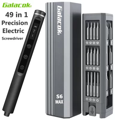 Conjunto de chave de fenda elétrica de precisão Galacok S6 MAX de 5 velocidades ​ ​ Torque ajustável magnético Phillips Torx chave de fenda bits para PC DIY