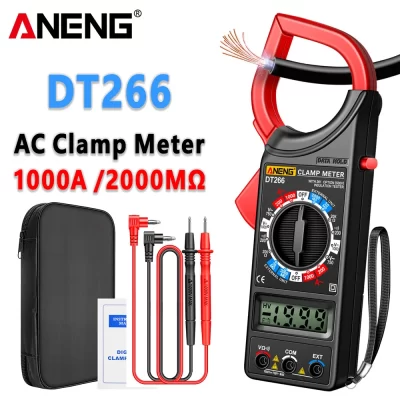 ANENG DT266-8 LCD1999 Contagem Digital True RMS Medidor de braçadeira profissional ACDC Testador de tensão Exibição de dados Multímetro automotivo