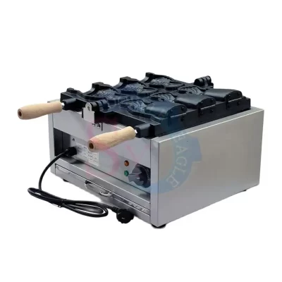 Máquina de fazer pão e sorvete com aquecimento elétrico de alta eficiência/cone taiyaki 3 peças boca de abertura em forma de peixe waffle cake maker