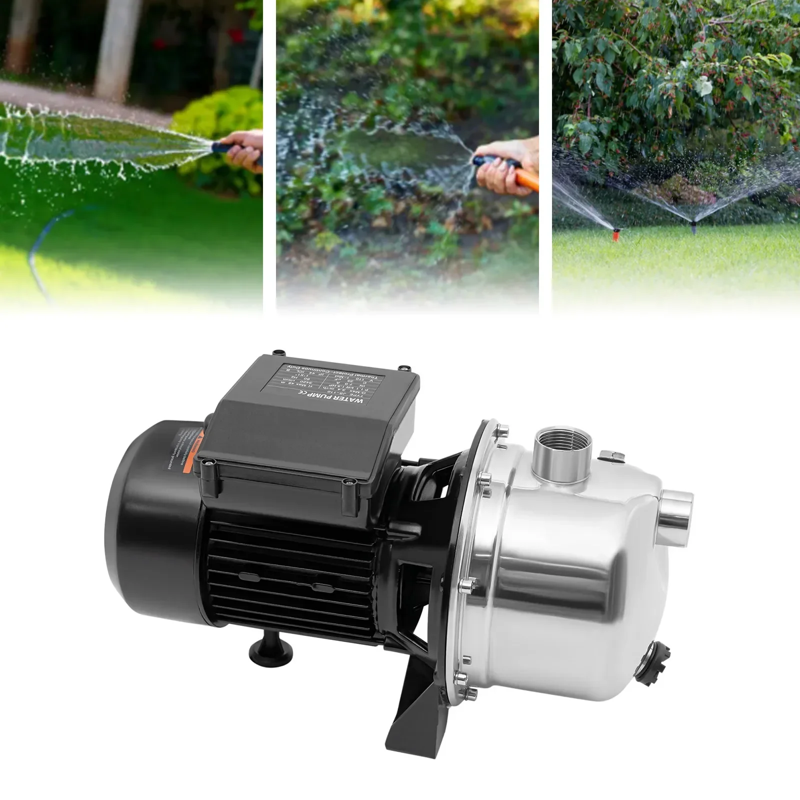 Shallow Well Pump1200 GPH Stainless Steel Sprinkler Booster Jet Pumps for Garden Lawn Irrigation System and Lake Fountain - Image 5