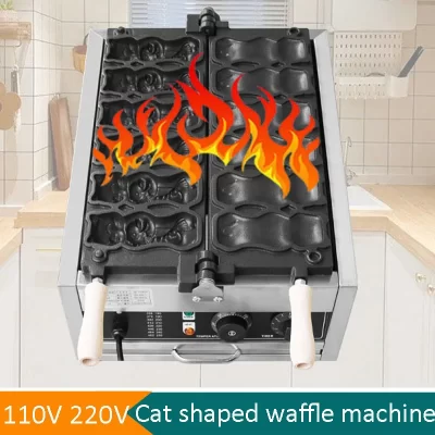Gato bonito Pegando Peixe Em Forma De Máquina De Waffle, Gato Elétrico Comercial Abraçando, Máquina De Taiyaki, Deliciosa Comida De Rua, 110 V, 220V