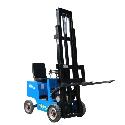 Pequeno empilhadeira elétrica simples empilhador de quatro rodas elevador hidráulico caminhão de carregamento e descarga doméstico