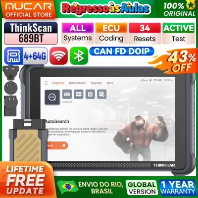 Thinkcar thinkcscan 689bt carro obd2 ferramenta de diagnóstico doip pode fd todos os sistemas 34 redefinição ecu codificação ferramenta de verificação de controle bidirecional