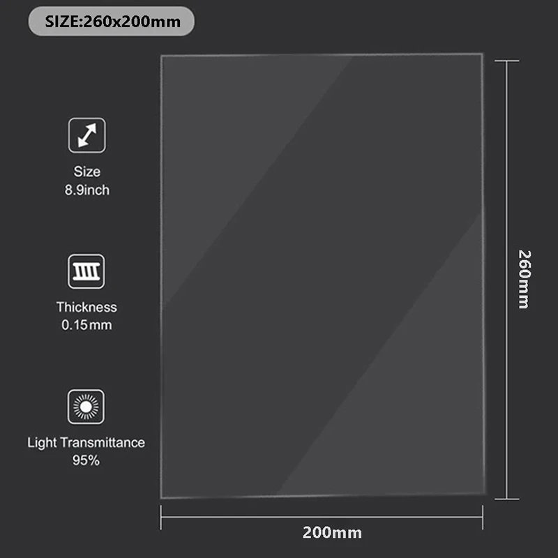 8.9 Polegada filme fep 260*200*0.15mm para anycúbico photon mono x 4k 6k m3 plus elegoo saturno peças de impressora 3d acessórios lcd sla - Image 2