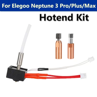 1 conjunto para elegoo netuno 3 pro/plus/max 24v 40w kit hotend heatbreak bloco aquecido cartucho mk8 bico termistor com tubo ptfe
