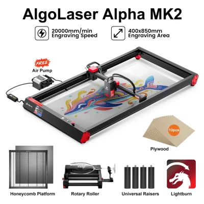 AlgoLaser Alpha MK2 40*85CM Conjunto CNC Cortador de gravador a laser Poderoso 20W Mesa Máquina de corte e gravação em madeira Impressora de metal