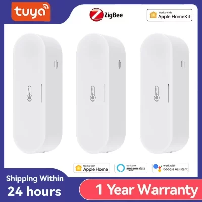 Tuya inteligente zigbee sensor de temperatura e umidade termômetro interno trabalho com homekit com alexa google assistente casa