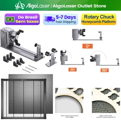 Algolaser gravador a laser rolo mandril favo de mel cama painel proteção para co2 gravador a laser máquina corte garrafa latas círculo