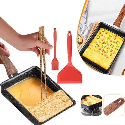 Tamagoyaki japonês omelete pan antiaderente ovo frigideira retângulo tamago pan pequeno ovo frigideira com ferramentas de cozinha