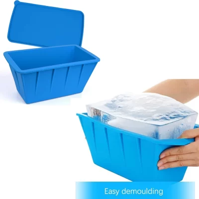 Caixa De Gelo Extra Grande De Molde De Silicone Com Tampa, Balde De Gelo Ao Ar Livre, Bandeja De Gelo Congelada