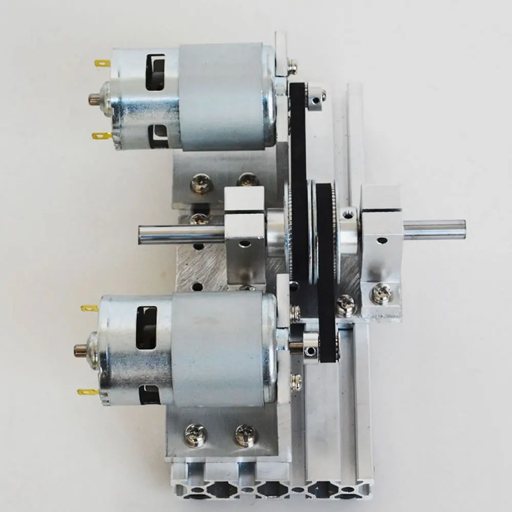 Kit de acionamento de motor de eixo duplo, 12v 24v dc 775 795 895 motor dc polia de correia dentada de grande torque 60 80 dentes rodas síncronas - Image 4