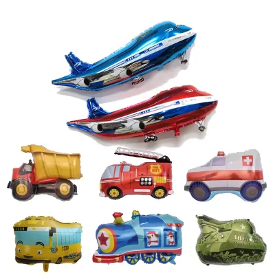 1 pçs aeronave carro forma filme de alumínio balão ônibus escolar trem tanque escavadeira crianças presente festa aniversário decoração balão