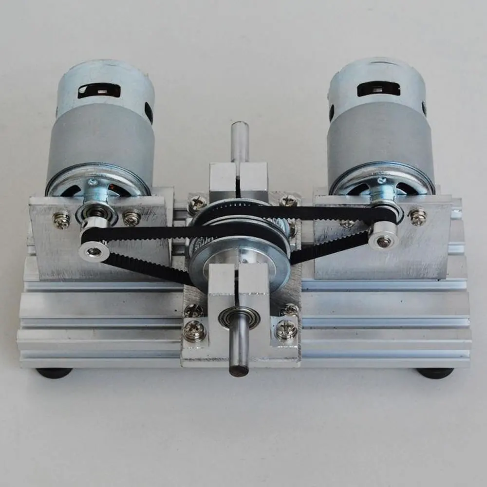 Kit de acionamento de motor de eixo duplo, 12v 24v dc 775 795 895 motor dc polia de correia dentada de grande torque 60 80 dentes rodas síncronas - Image 2