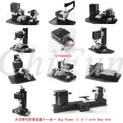 ZhouYu TZ10000MG 10 em 1 DIY BigPower Mini kit de torno de metal, motor 60W 12000r/min, educação infantil padrãoizada, melhor presente