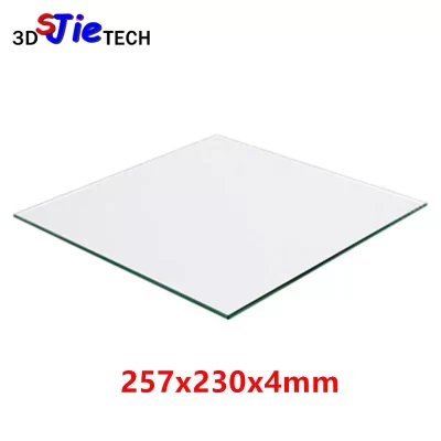Placa de construção de vidro um2, 257x230x4mm, impressão de vidro de mesa de alto borosilicato para cama aquecida, peças de impressora 3d