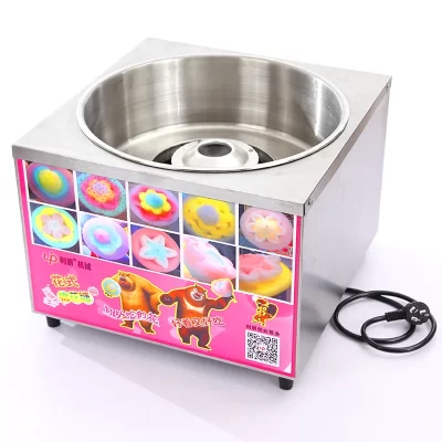 Máquina de algodão doce comercial totalmente automática aquecimento elétrico máquina de algodão doce colorido fantasia escovado marshmallow carrinho de doces
