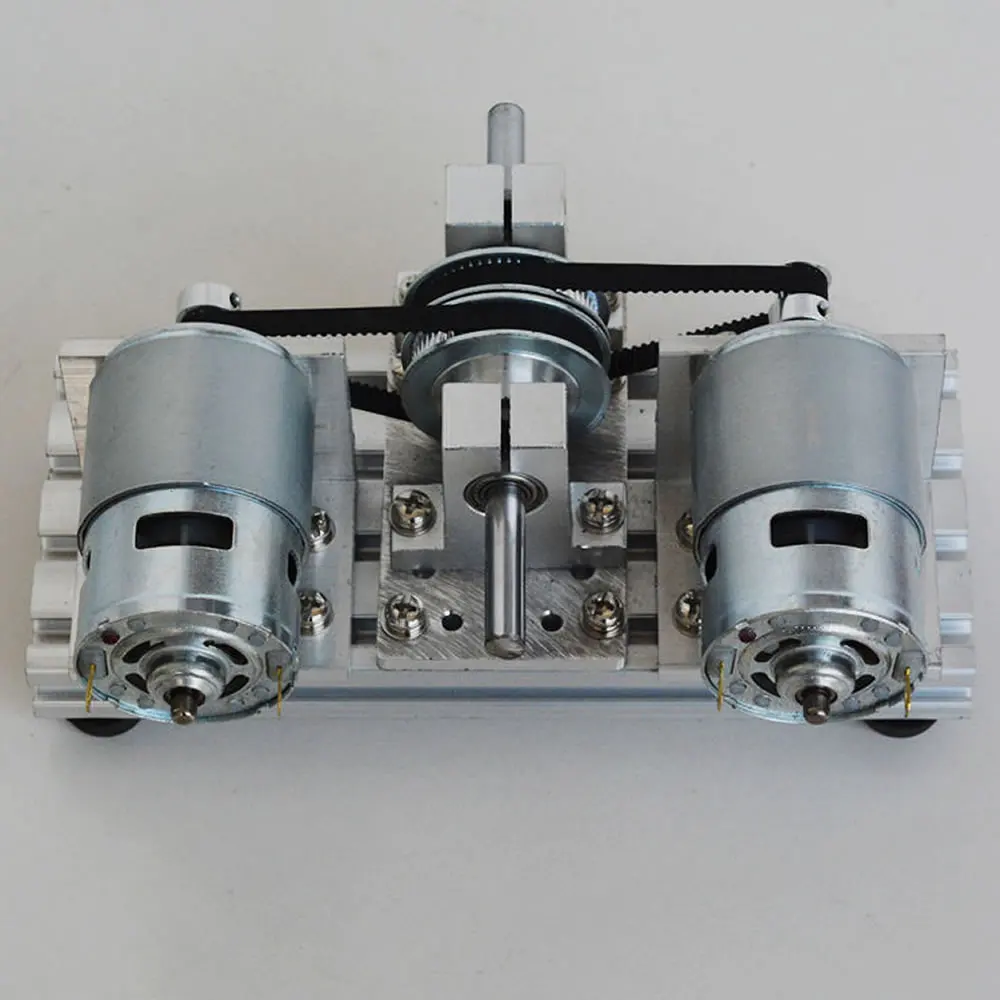 Kit de acionamento de motor de eixo duplo, 12v 24v dc 775 795 895 motor dc polia de correia dentada de grande torque 60 80 dentes rodas síncronas