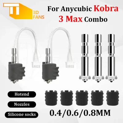 Para anycubic kobra 3 max cerâmica hotend integrado bocal de aço endurecido termistor componente aquecimento k3m acessórios impressora 3d