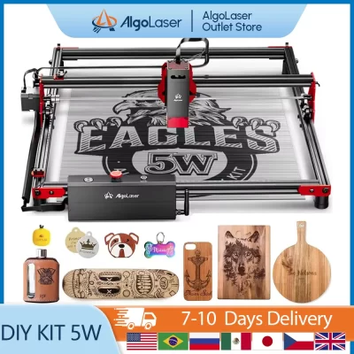 AlgoLaser DIY KIT 5W Máquina de corte e gravação de alta precisãoMadeira Compensar Plástico Couro Aço inoxidável Cortador CNC Gravador