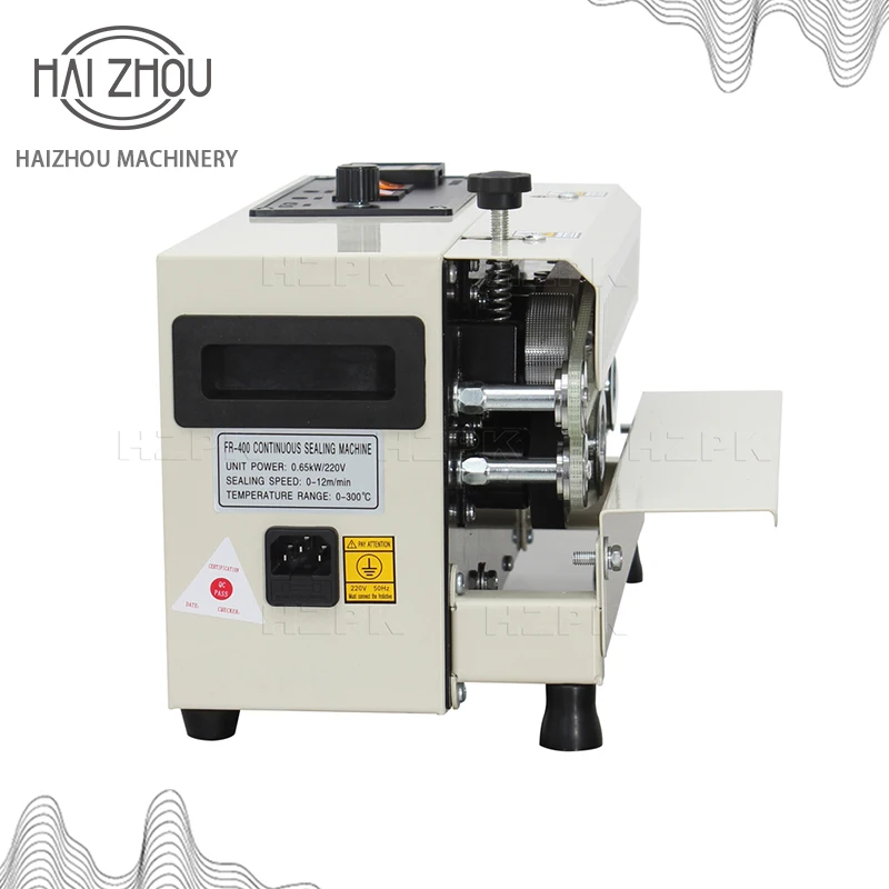Haizhou mini máquina de selagem de banda contínua para impressão de data e codificação de saco plástico mesa tamanho pequeno FR-400 - Image 3