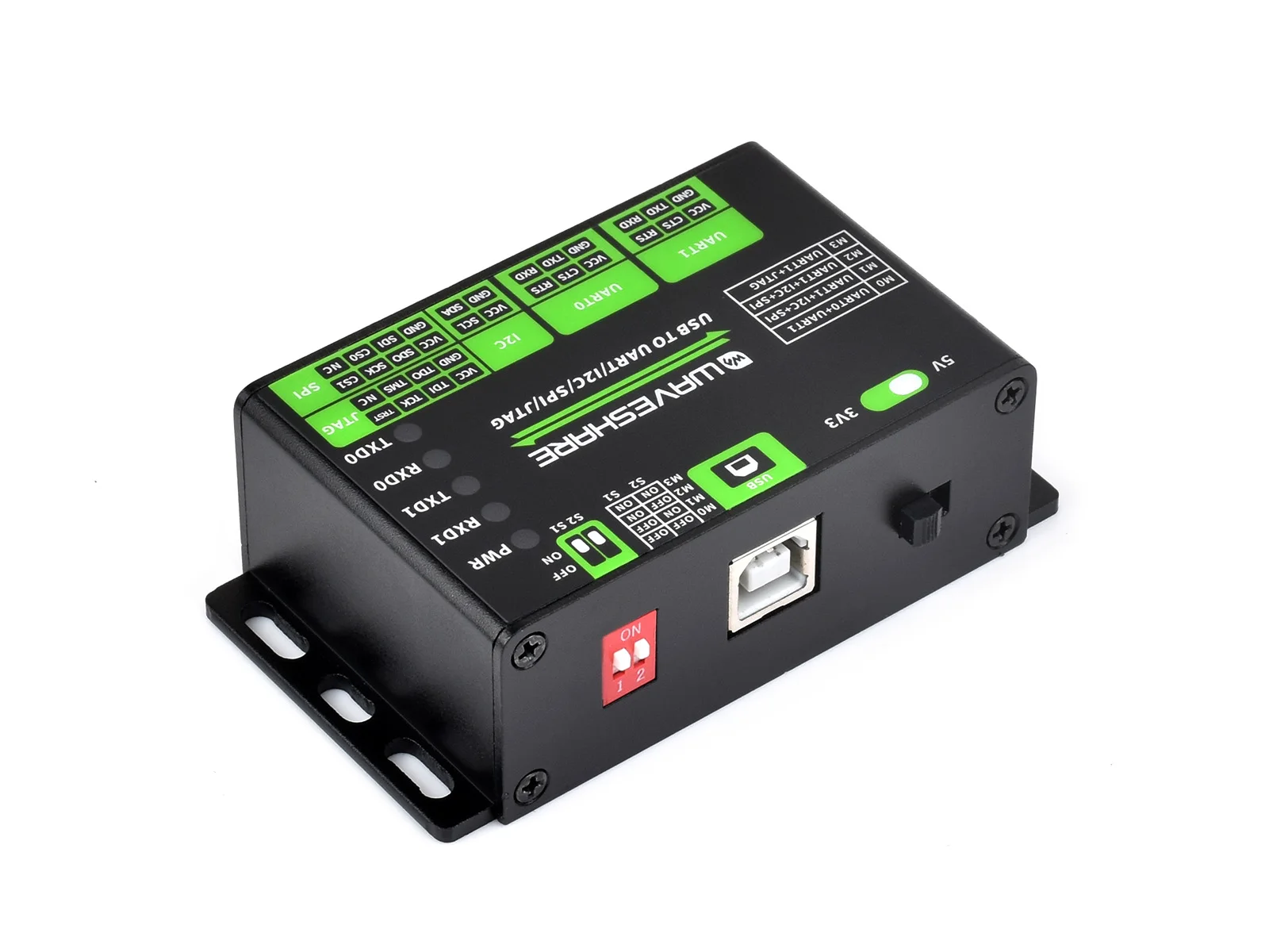 Conversor Waveshare USB para UART/I2C/SPI/JTAG, suporta múltiplas interfaces, compatível com 3,3 V e 5 V, vários sistemas