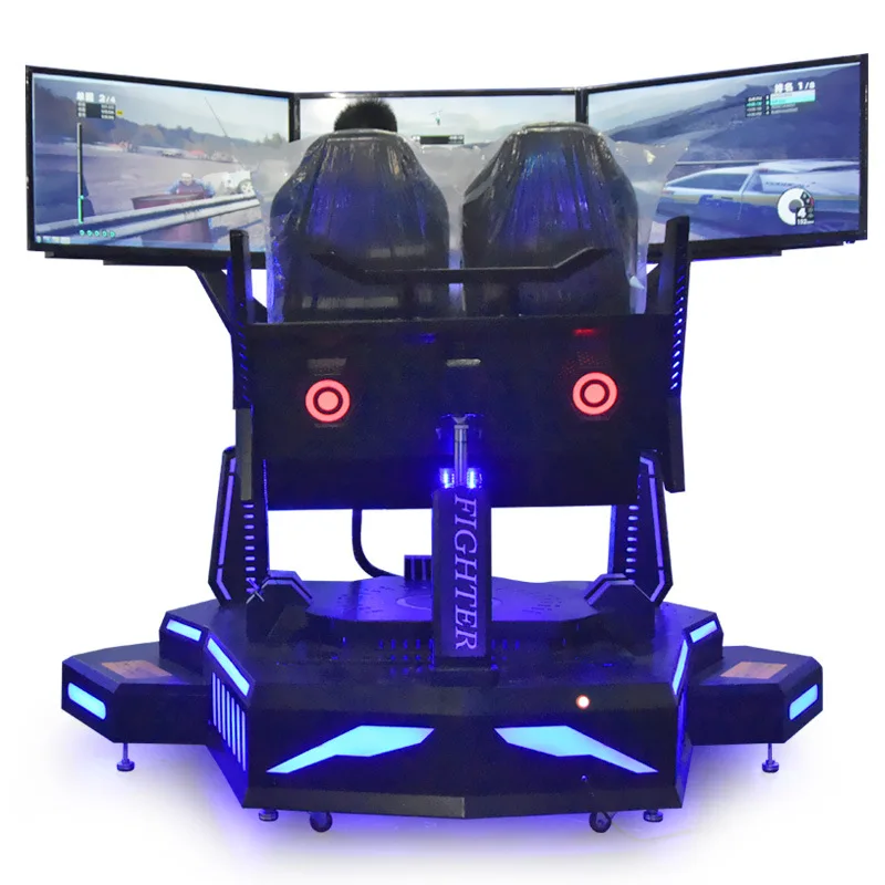 Simulador de condução real 9d vr máquina simulador de corrida seis eixos três tela jogo de carro de corrida operado por moedas - Image 2