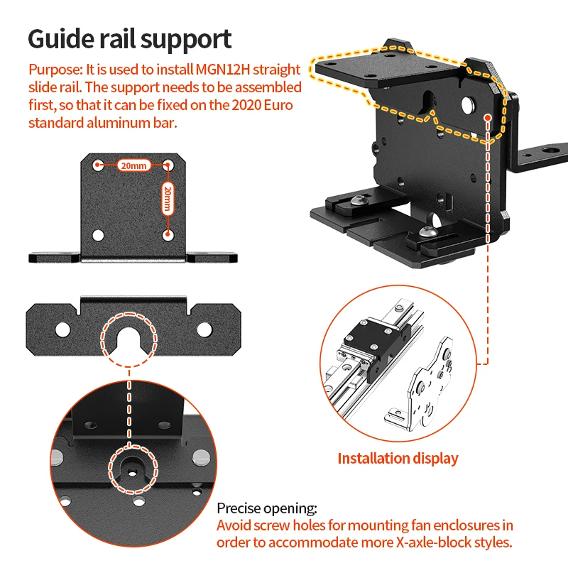 Peças de impressora 3d eixo x mk8/mk10 extrusora de trilhos lineares unidade direta ender3 kit atualização suporte backplane para ender 3/cr10 - Image 3
