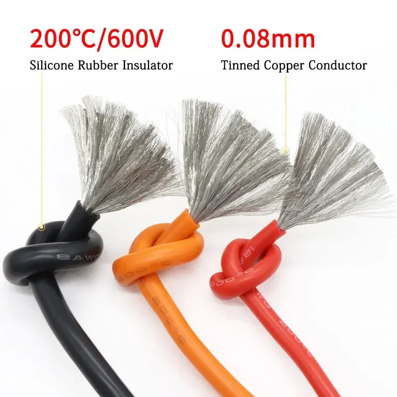 (5 cores mix kit) fio de silicone flexível resistente ao calor 30/28/26/24/22/20/18/16awg cabo trançado fios elétricos de cobre estanhado - Image 3