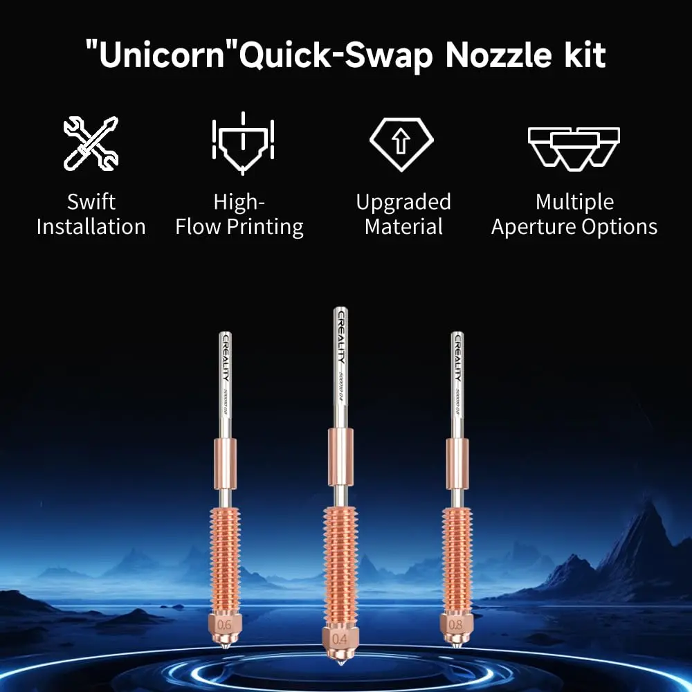 Creality k1c/k1 se impressora 3d "unicórnio" kit de bocal de troca rápida 4 peças de liga de aço endurecido para creality ender 3 v3/v3 plus - Image 4