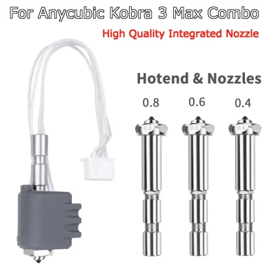 Para anycubic kobra 3 max hotend 0.4 0.6 0.8mm hotend para kobra 3 max combo bocal de aço endurecido integrado de troca rápida