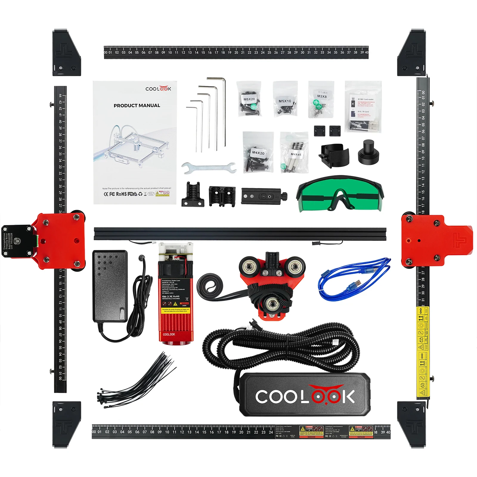 Coolook CK1-55 kit diy laser mestre gravador cortador para iniciante carpintaria cnc máquina de corte metal acrílico couro - Image 5