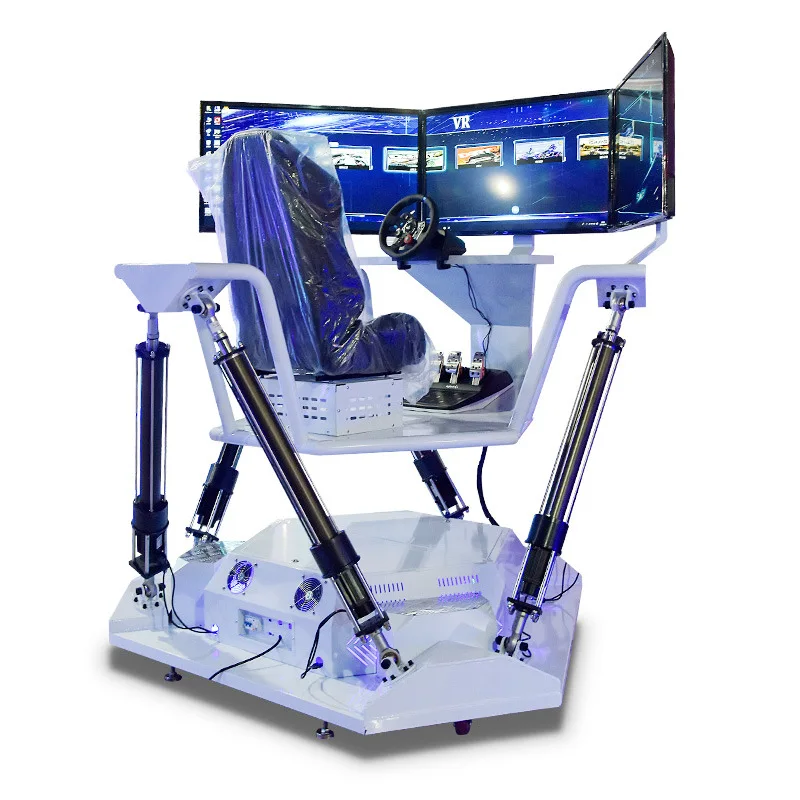 Simulador de condução real 9d vr máquina simulador de corrida seis eixos três tela jogo de carro de corrida operado por moedas - Image 4