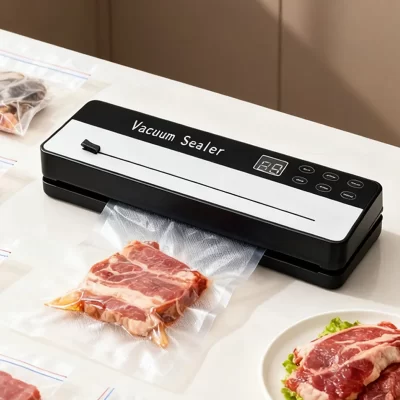 A máquina automática de selagem a vácuo tem sucção poderosa para preservação de alimentos, fácil vedação de lanches de carne fresca, mantém alimentos frescos
