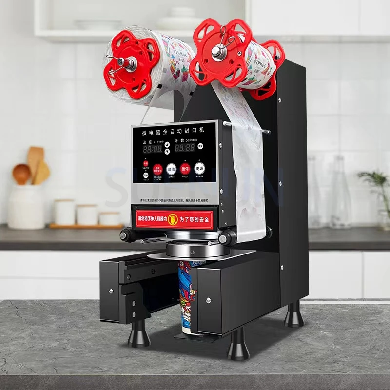 Máquina comercial de selagem de copos, leite, loja de chá, selador de copos totalmente automático, suco de café, soja, bebida, selador de calor - Image 6