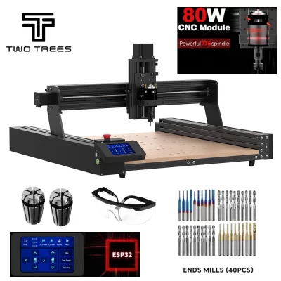 Twotrees TTC450 Máquina de gravação CNC 80W Módulo CNC PCB Máquina de corte e fresagem de madeira Cortador de escultura a laser Controle GRBL ER11