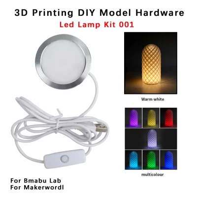 Kit de lâmpada led 001, hardware para laboratório bambu, luz branca quente/multicolorida, modelo de impressão 3d diy, peças de luz led sem concha de lâmpada