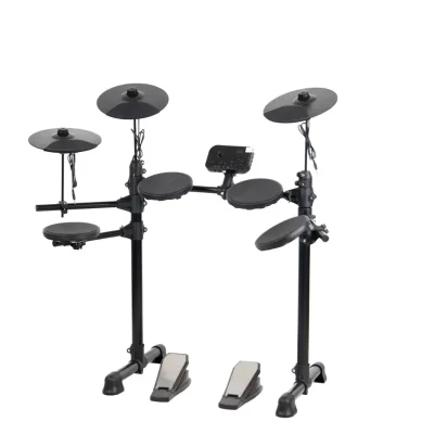 Conjunto de bateria eletrônica, 4 tambores, 3 pratos, kit de bateria eletrônica de silicone completo, 180 tons de percussão, música, usb, midi, interface de fone de ouvido