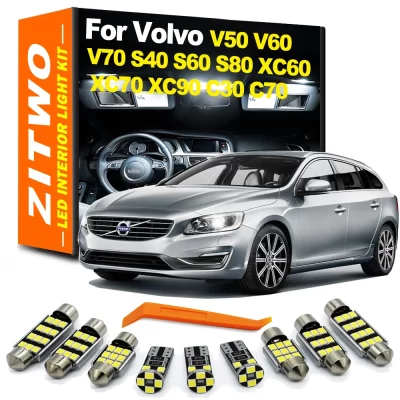 Completo led interior cúpula mapa telhado pé luz kit para volvo v50 v60 v70 s40 s60 s80 xc60 xc70 xc90 c30 c70 acessórios da lâmpada do carro