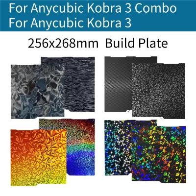 Kobra 3 folha pei para anycubic kobra 3 combo placa de construção 256x268mm impressão dupla face mola folha aço peças impressora 3d cama