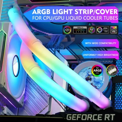 Jumpeak flexível 5v argb led tubo de néon luz tira capa para jogos pc 120 240 360 aio cpu água líquido cooler modding